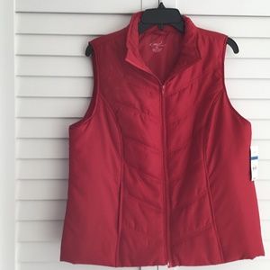 NWT Kim Rogers Red Quilted Vest- size XL